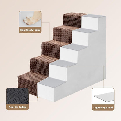 EHEYCIGA Dog Stairs for High Bed 22.5" H, 5-Step Dog Steps for Bed, Pet Steps for Small Dogs and