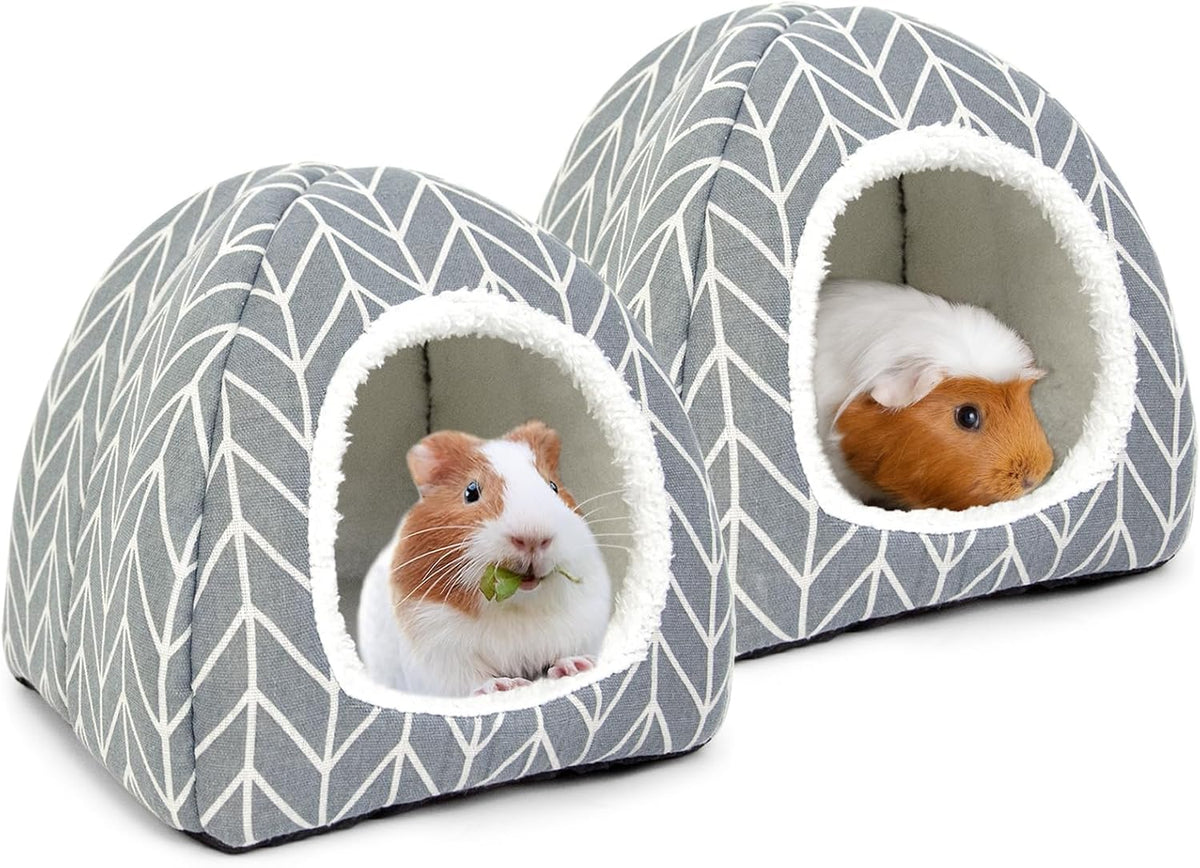 2 Pack Guinea Pig Hideout Bed Rabbit House Cave Accessories Cozy Hide-Out for Bunny Hedgehog Ferret