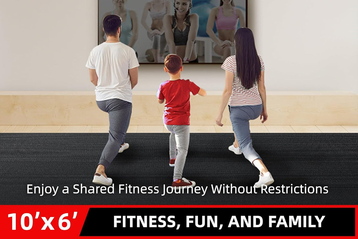 Large Exercise Mat for Home Workout,12‘x6’/10'x6'/9'x6'/8'x6'/7'x5'/6'x4' (7mm) Extra Thick Workout