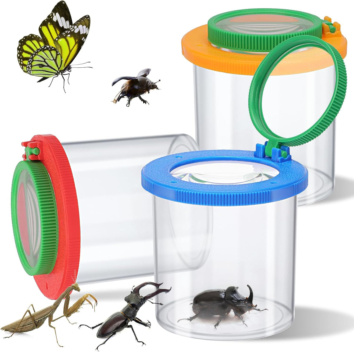 Coopay 3 Pieces Magnifying Insect Box - Bug Viewer, Critter Insect Cage, Container, Bug Catcher