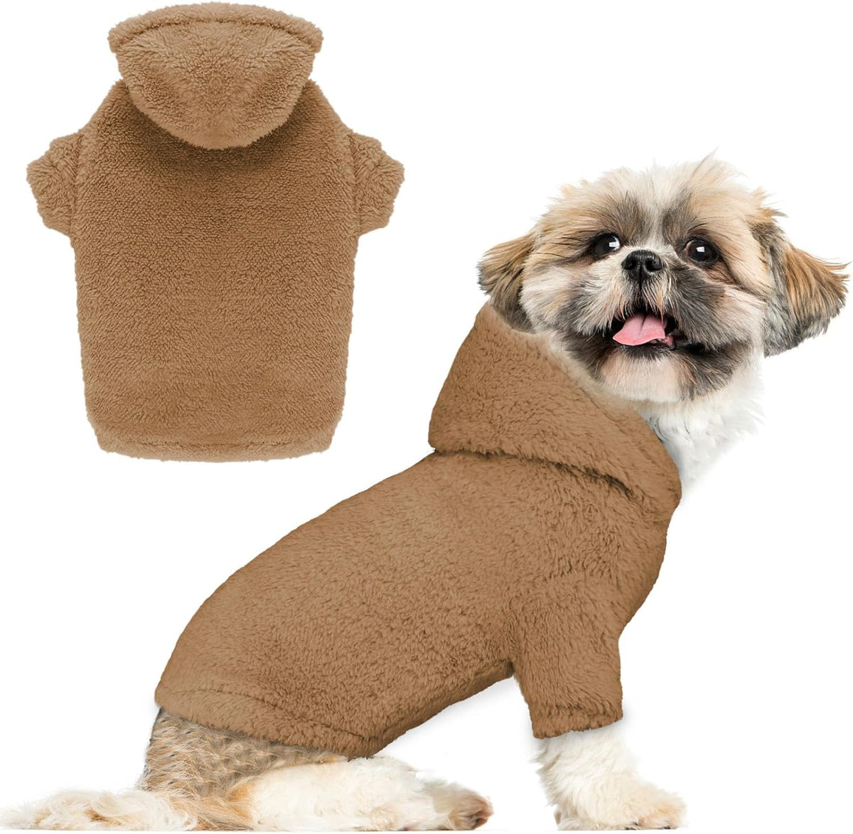 Fuzzy Dog Sweaters for Small Dogs Dog Hoodie Pet Clothes Warm Soft Cozy Coats Hooded Sweatshirt