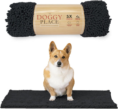 My Doggy Place Microfiber Dog Mat for Muddy Paws, 31" x 20" Charcoal - Absorbent and Quick-Drying