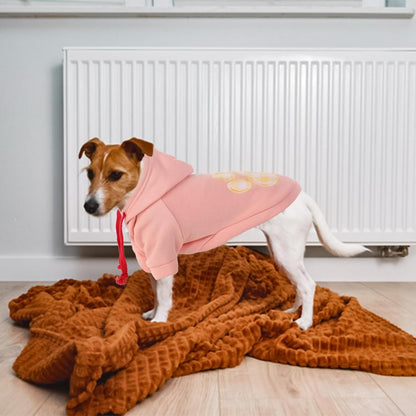 SAWMONG Dog Hoodie,Flannel Pet Hooded Sweater with Hat Puppy Pullover Sweater Shirt,Dog (Pink,S)