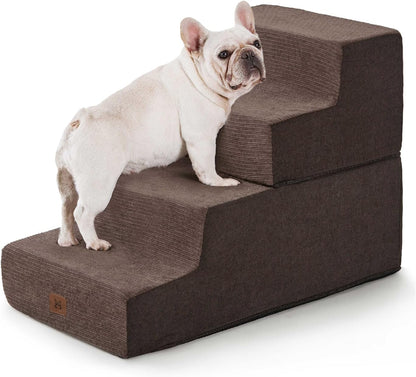 Dog Stairs for High Bed, Dog Steps for Bed Couch Sofa, 35D Foam Extra Wide Pet Steps for Small Dogs