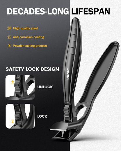 BEZOX Toe Nail Clippers for Thick Nails for Seniors with Safety Lock – Ergonomic Design Curved