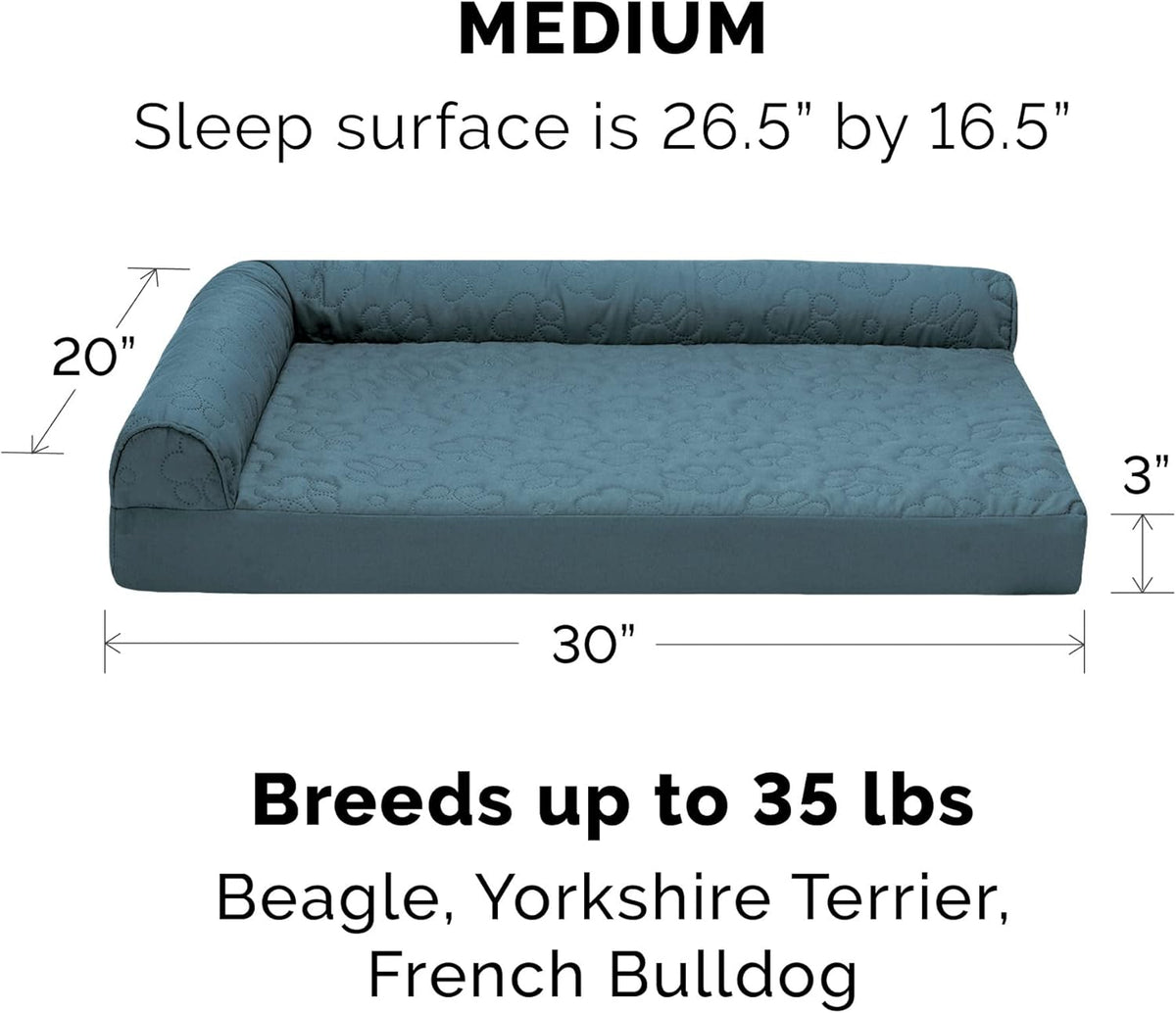 Furhaven Cooling Gel Dog Bed for Medium/Small Dogs w/ Removable Bolsters & Washable Cover, For Dogs