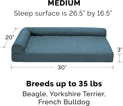 Furhaven Cooling Gel Dog Bed for Medium/Small Dogs w/ Removable Bolsters & Washable Cover, For Dogs