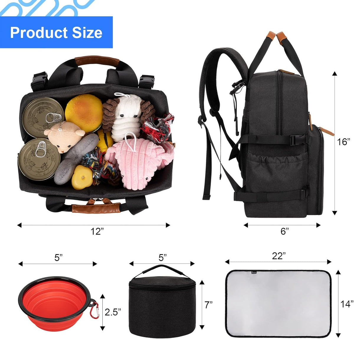 Modoker Dog Travel Bag, Airline Approved Backpack for Pet Accessories Organizer, Tote Weekend Bag