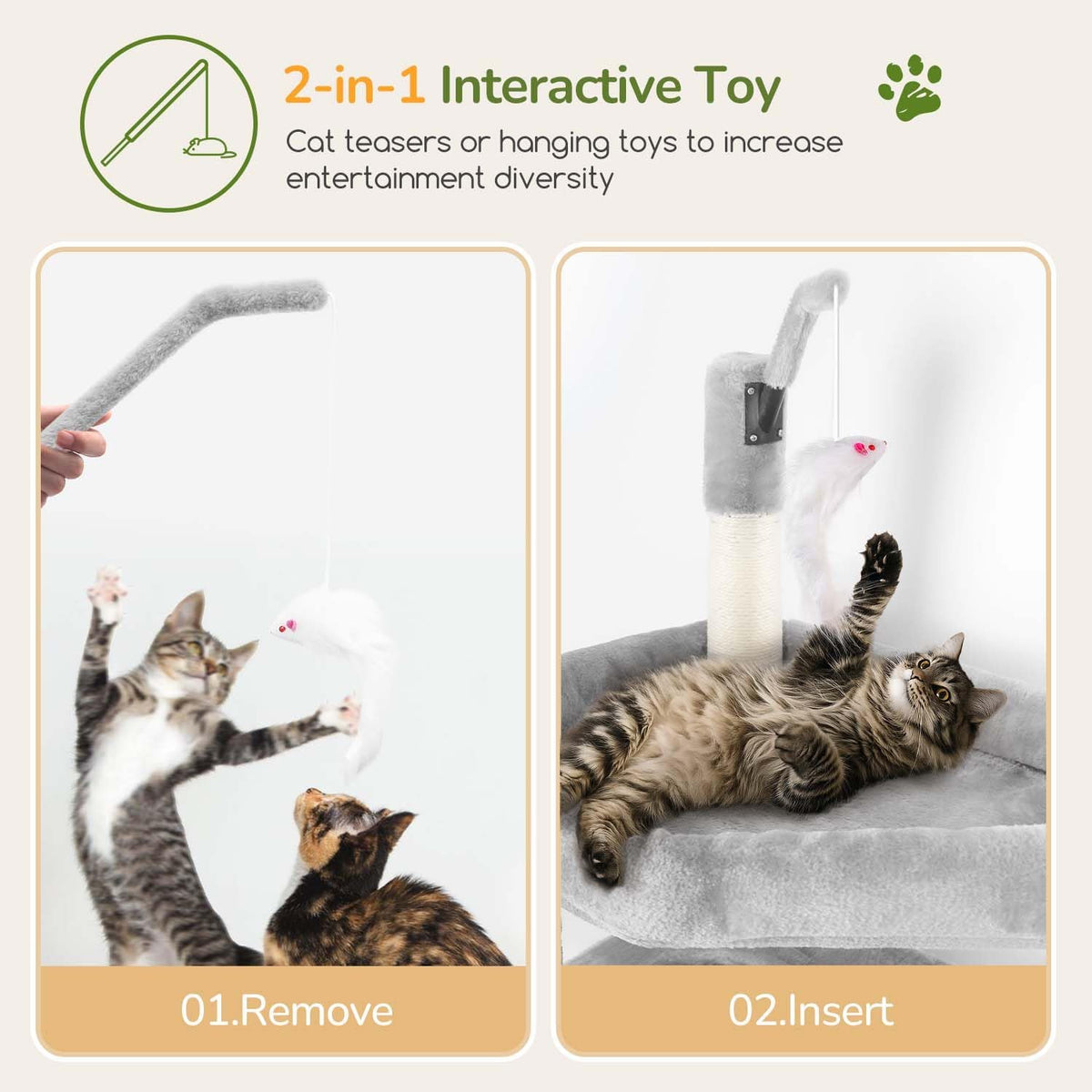 Globlazer Large Cat Tree Tower, Tall Cat Tree Condos for Indoor Cats Large Adult Cat Climbing Tower