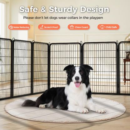 40 Inch Dog Playpen - 8 Panels Metal Pet Exercise Pen for Medium-Large Dogs, Indoor/Outdoor Dog