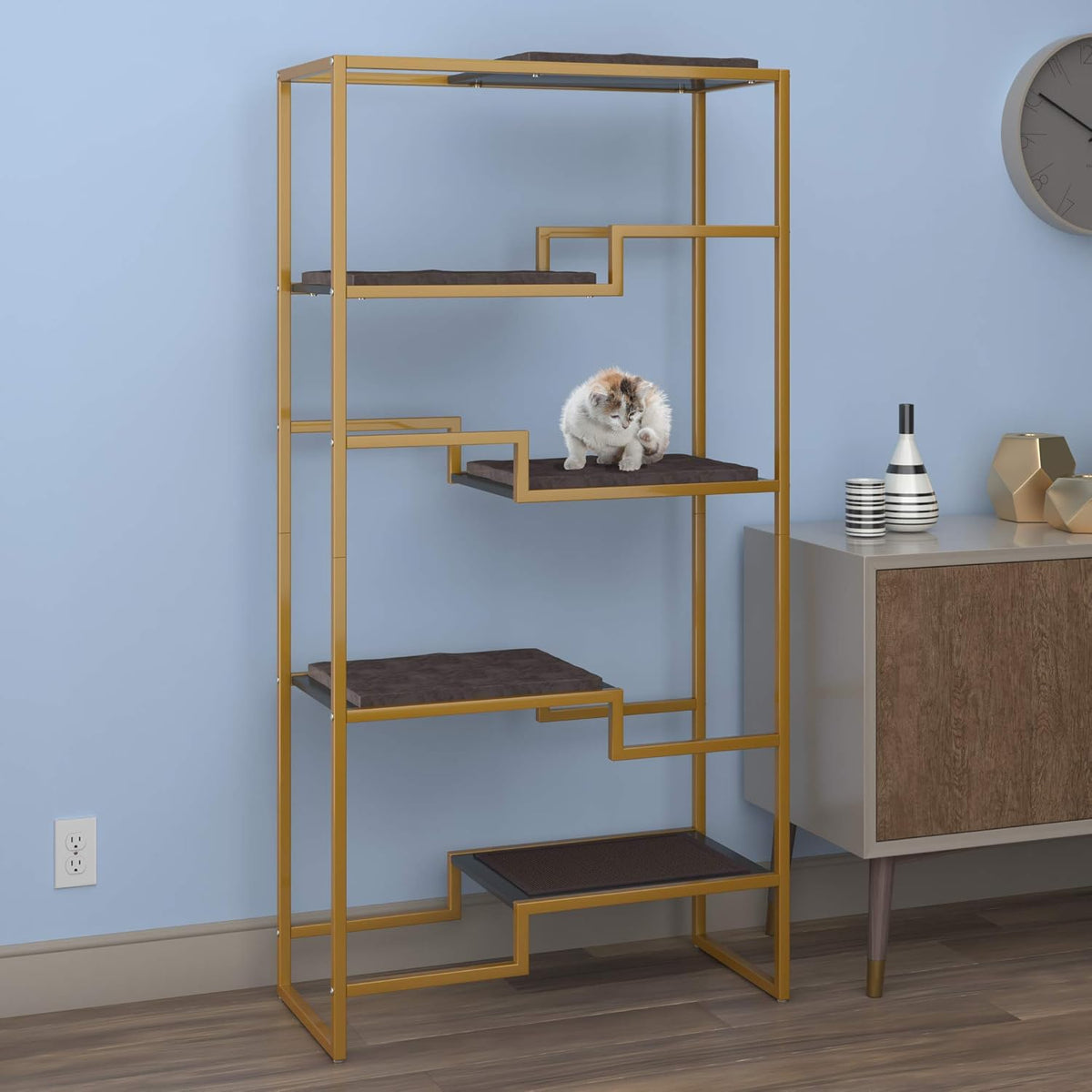 THE REFINED FELINE Metropolitan Cat Condo, Modern Furniture for Multiple Cats, Stepped Platforms