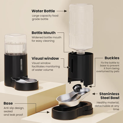 CZPET Automatic 7L Dog and Cat Water Dispenser with Stainless Steel Bowl Gravity Waterer,100%