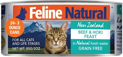 Feline Natural New Zealand Canned Catfood Wet Food, High-Meat, Low-Carb, & Grain Free Cat Food Wet
