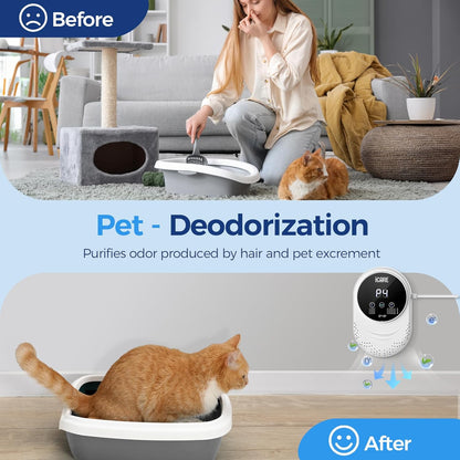 Ozone Odor Eliminator for Strong Odor 99% Cat Litter Deodorizer Pets Poof Odor Removal Air Ionizers