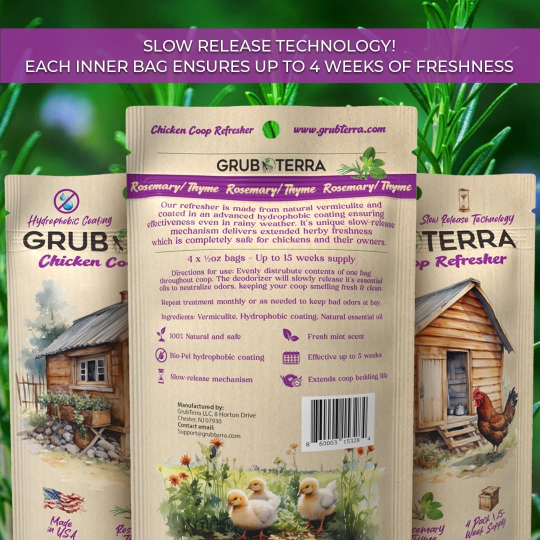 GrubTerra Coop Refresher Odor Freshener for Chicken Pen, Suitable for Chicken Waterer and Chicken