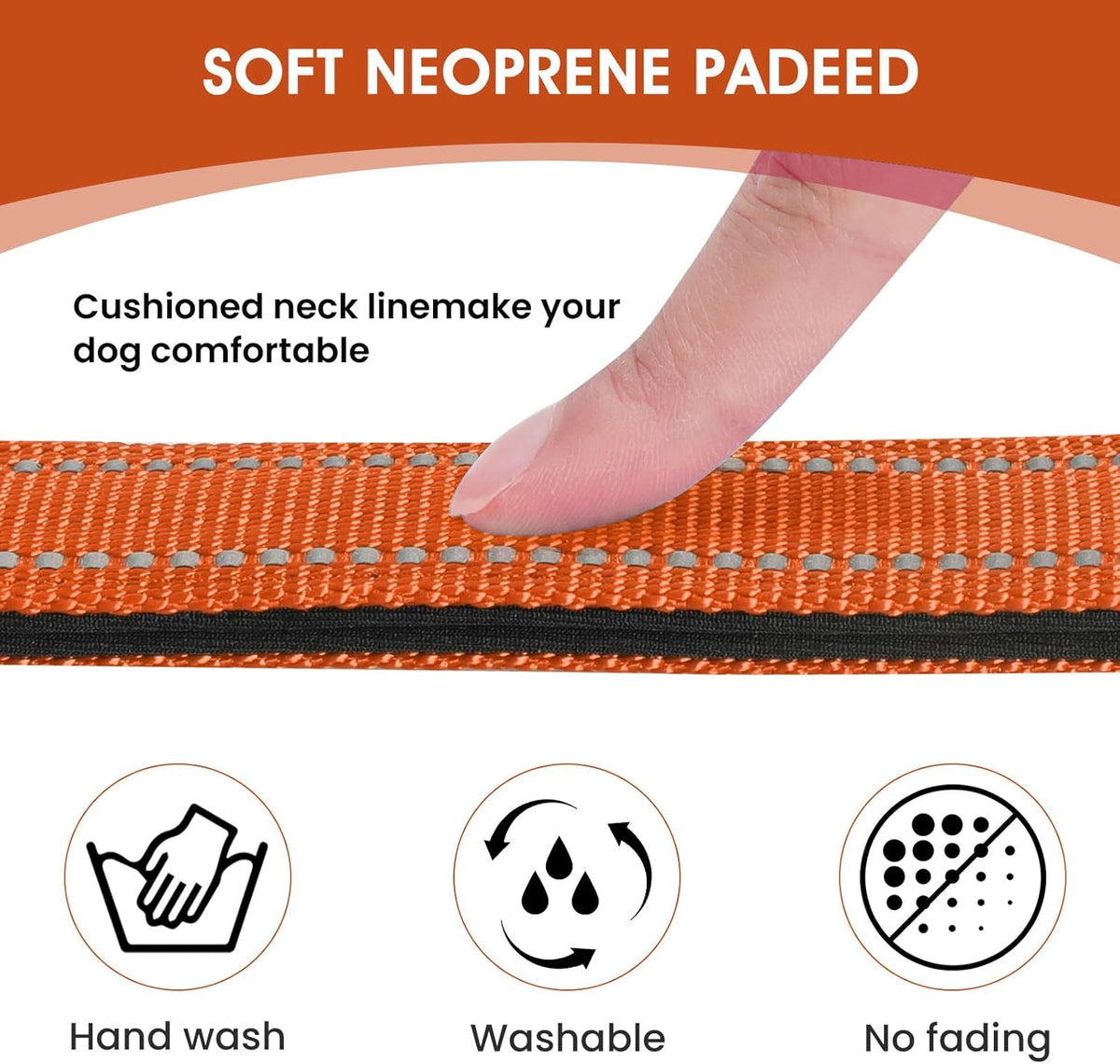 Reflective Dog Collar Padded with Soft Neoprene Breathable Quick Release Basic Dog Collars for