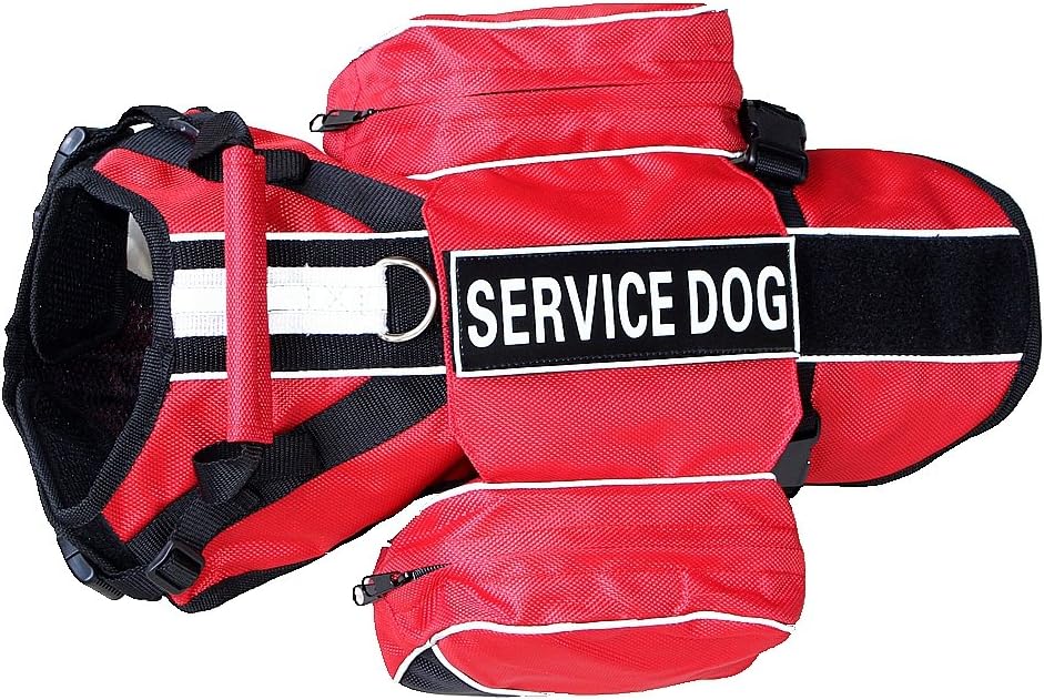 Serijoars Dog Vest Harnesses with Saddlebag Backpack for Camping & Travel - Reflective Hound Hiking