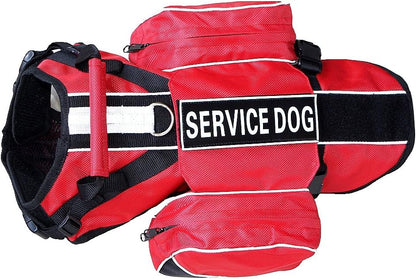 Serijoars Dog Vest Harnesses with Saddlebag Backpack for Camping & Travel - Reflective Hound Hiking