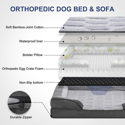FURTIME Orthopedic Small Dog Beds - Waterproof Ultra Comfy Supportive Foam Pet Couch with Removable