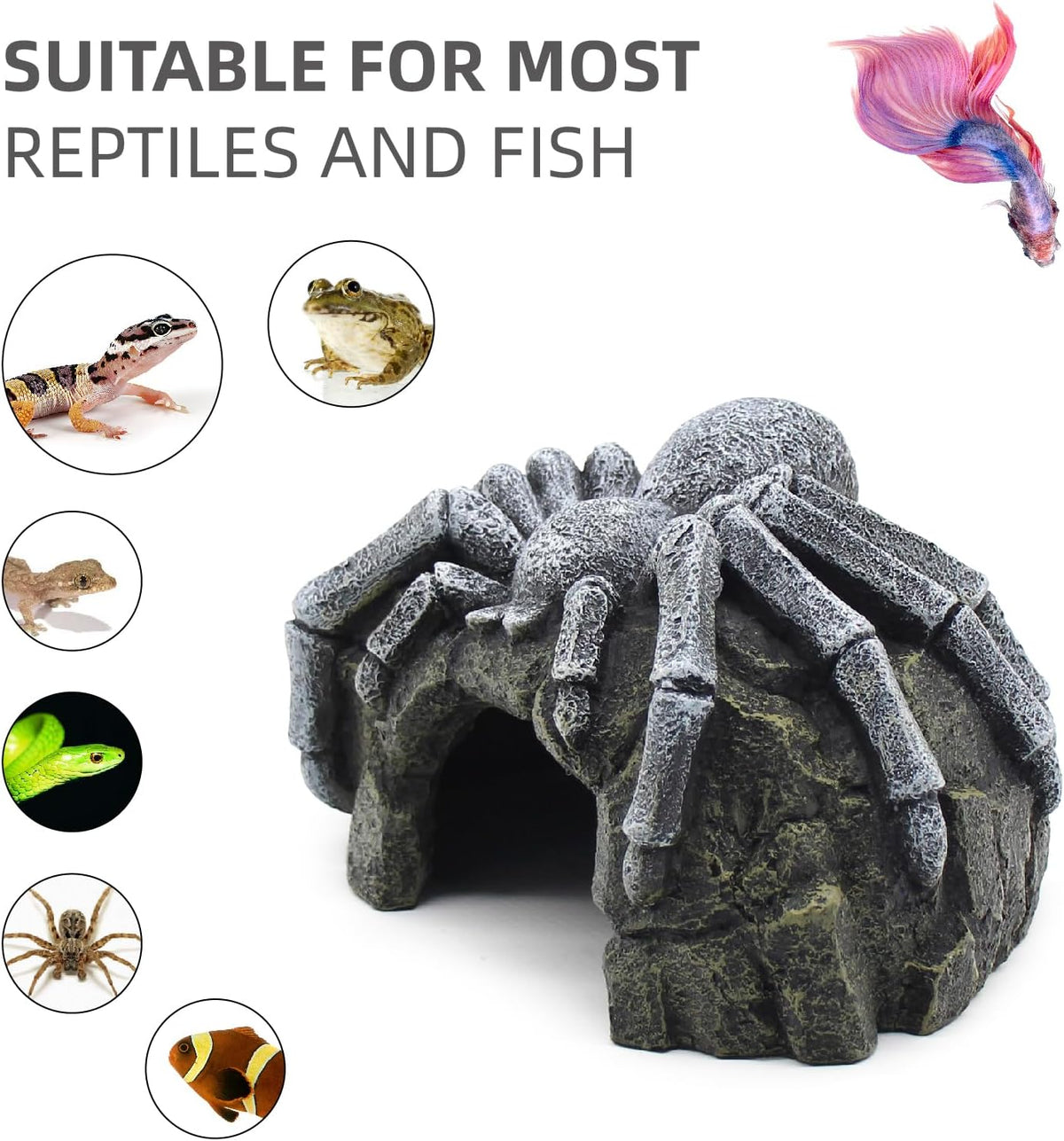 Reptile Rock Cave Hideouts Terrarium Habitat Decor Gecko Tank Accessories for Fish, Reptiles
