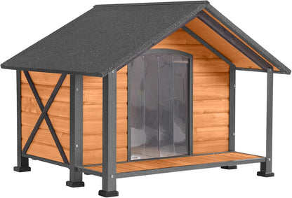 Dog House Outdoor & Indoor Unique All-Around Iron Frame Dog Kennel for Winter with Raised Feet for