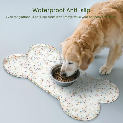 Dog Food Mat Anti-Slip Silicone Dog Bowl Mat Thicker Pet Placemat Waterproof Cat Feeder Pad with