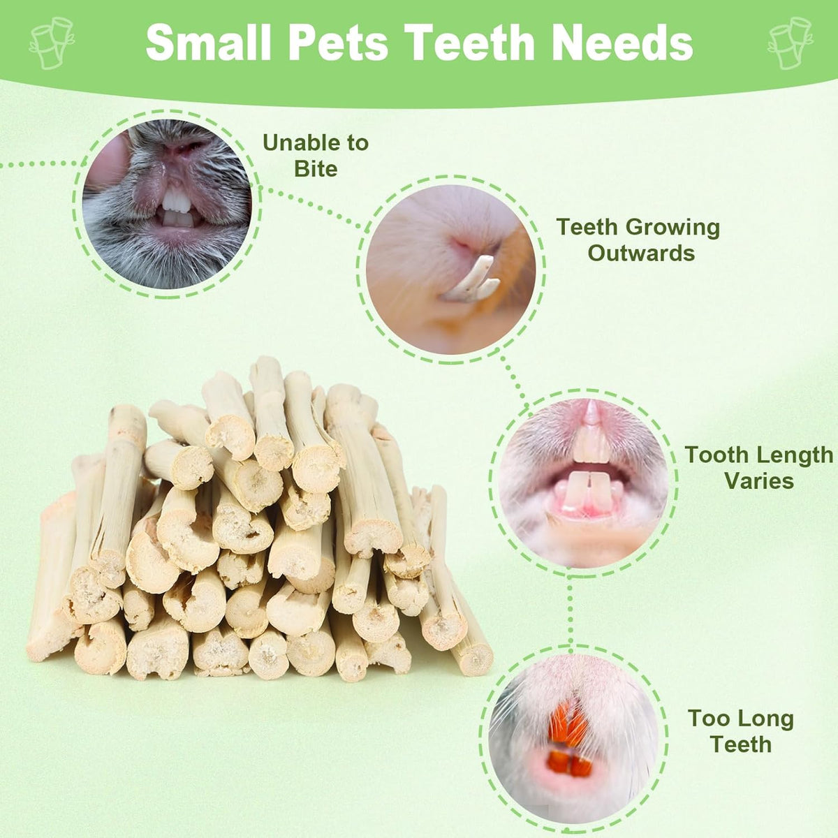 2.7lb Sweet Bamboo Sticks for Rabbits Chew Sticks Toys Guinea Pig Hamster Chinchilla Molar Treats