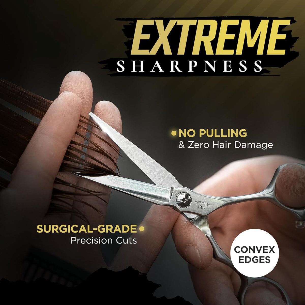 Fagaci Professional Hair Cutting Scissors 5” Japanese Steel for Ultra-Precise Cuts, Razor Sharp