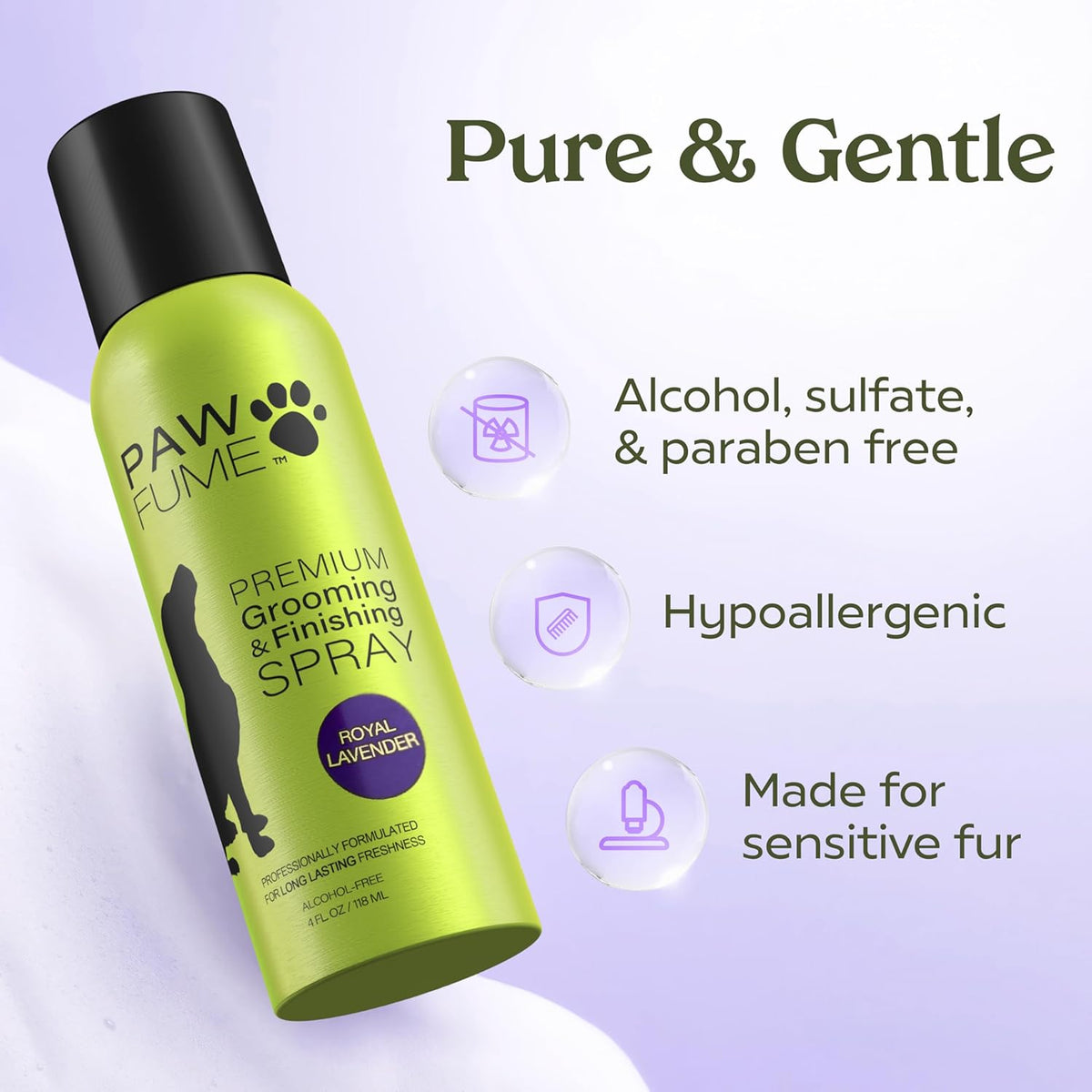 PAWFUME Dog Detangler Grooming Spray, Royal Lavender, 1-Pack – Keeps Pups Fresh All Day