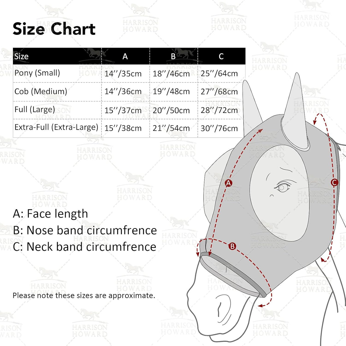 Harrison Howard Super Comfort Stretchy Fly Mask Large Eye Space with UV Protection Soft on Skin