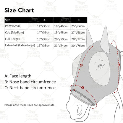 Harrison Howard Super Comfort Stretchy Fly Mask Large Eye Space with UV Protection Soft on Skin