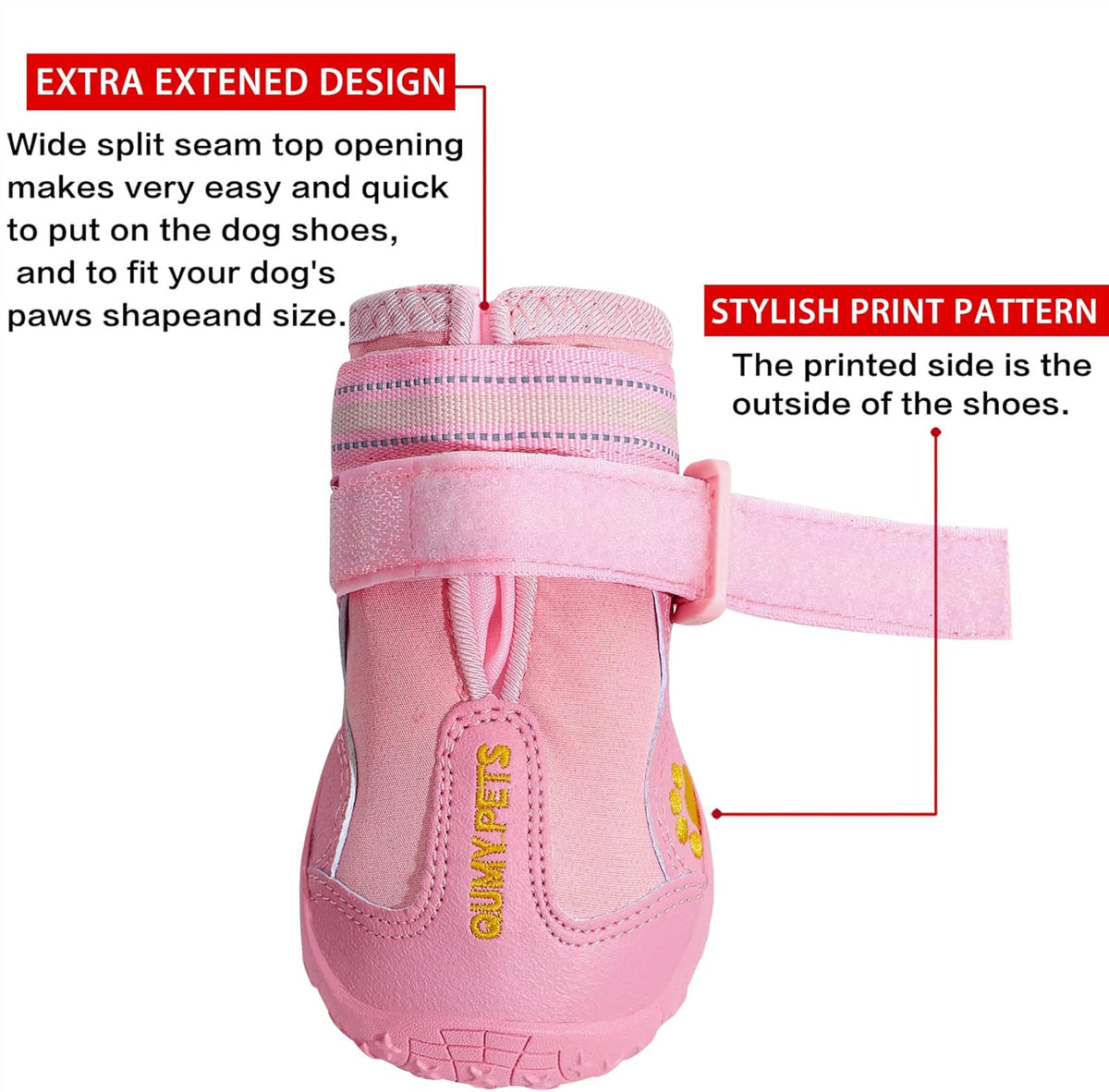 QUMY Dog Shoes for Large Dogs, Medium Dog Boots & Paw Protectors for Winter Snowy Day, Summer Hot