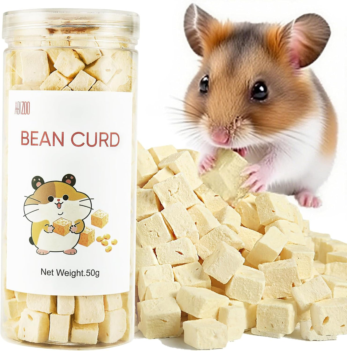 Abizoo Freeze Dried Tofu for Hamsters High Protein Low Fat & Balanced Minerals Grain Free Single