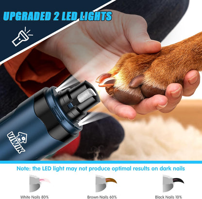 VIWIK Dog Nail Grinder, Dog Nail Trimmers with LED Lights, Pet Nail Clippers Kit for Large Medium