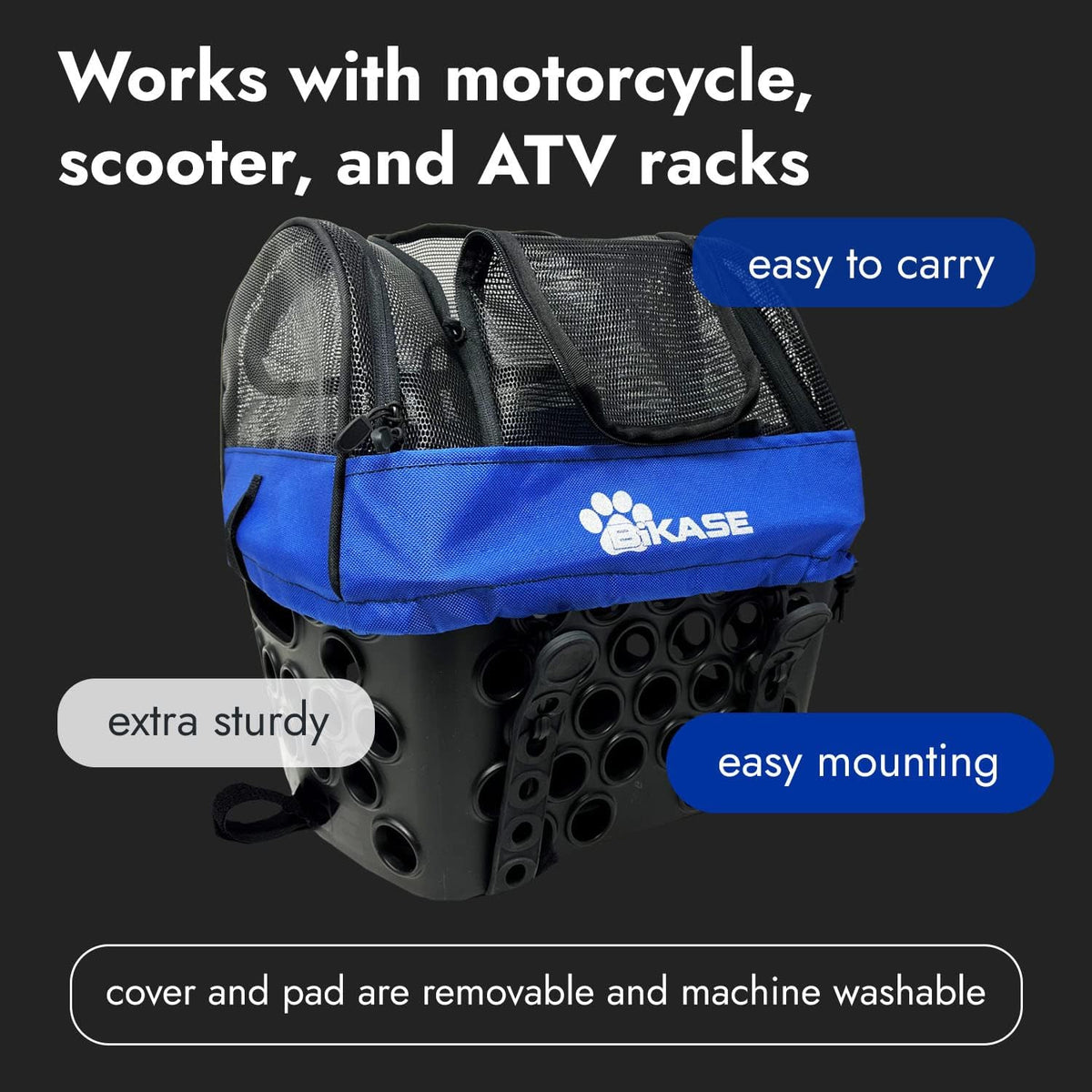 BiKASE Durable Dog Bike Basket & Carrier, Rear Mount Pet Basket for Bikes with Super Comfort Mat