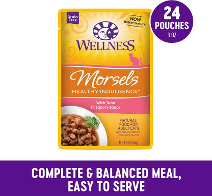 Wellness Healthly Indulgence Morsels Adult Wet Cat Food, Natural, Protein-Rich, Grain Free, 3 Ounce