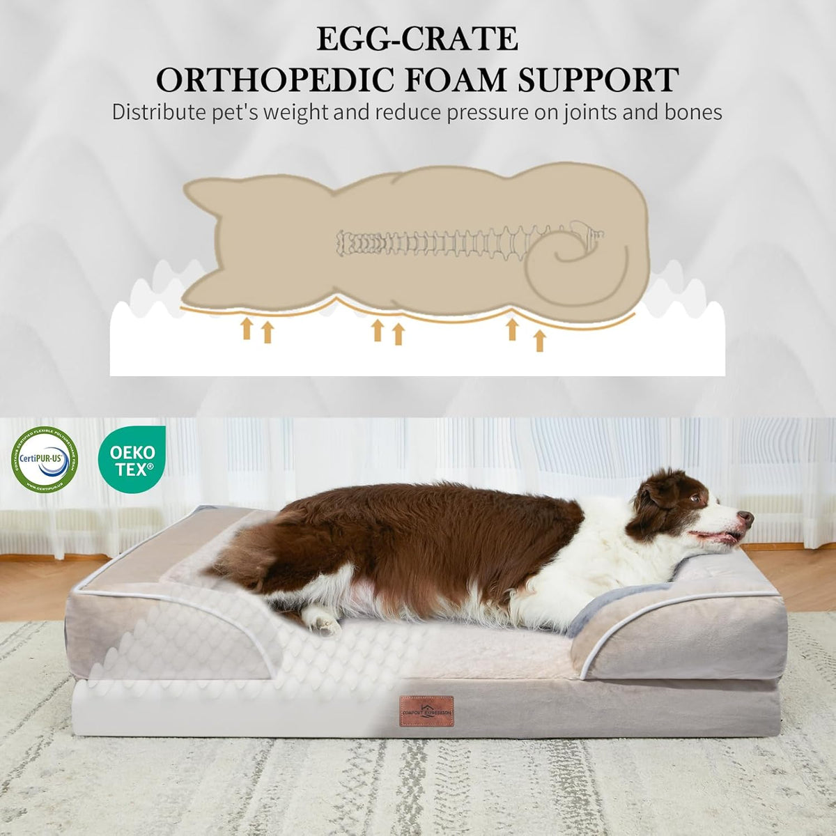Comfort Expression Large Dog Beds Waterproof Orthopedic Foam Dog Sofa Beds Comfy Pet Bed with