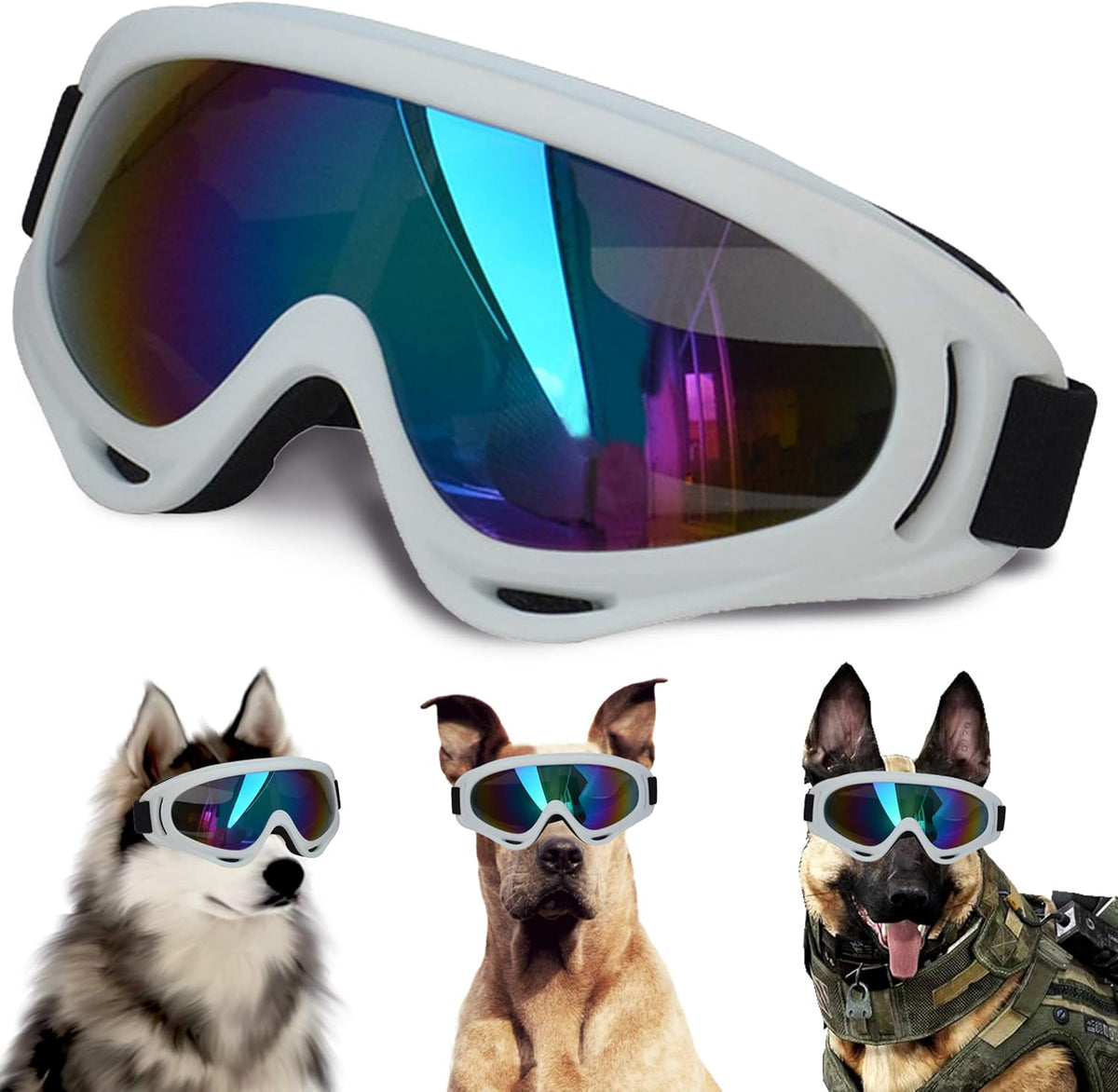 Large Dog Sunglasses With Adjustable Strap UV Protection, Windproof Puppy Eyewear, Suitable for