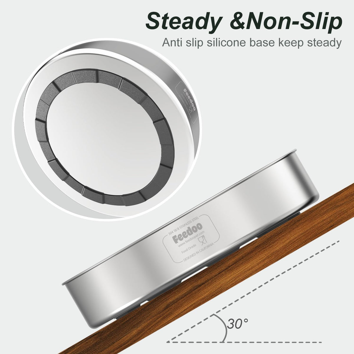 Slow Feeder Dog Bowl, Double Wall Food Grade Stainless Steel, Heavy Duty with Non-Slip Rubber Base