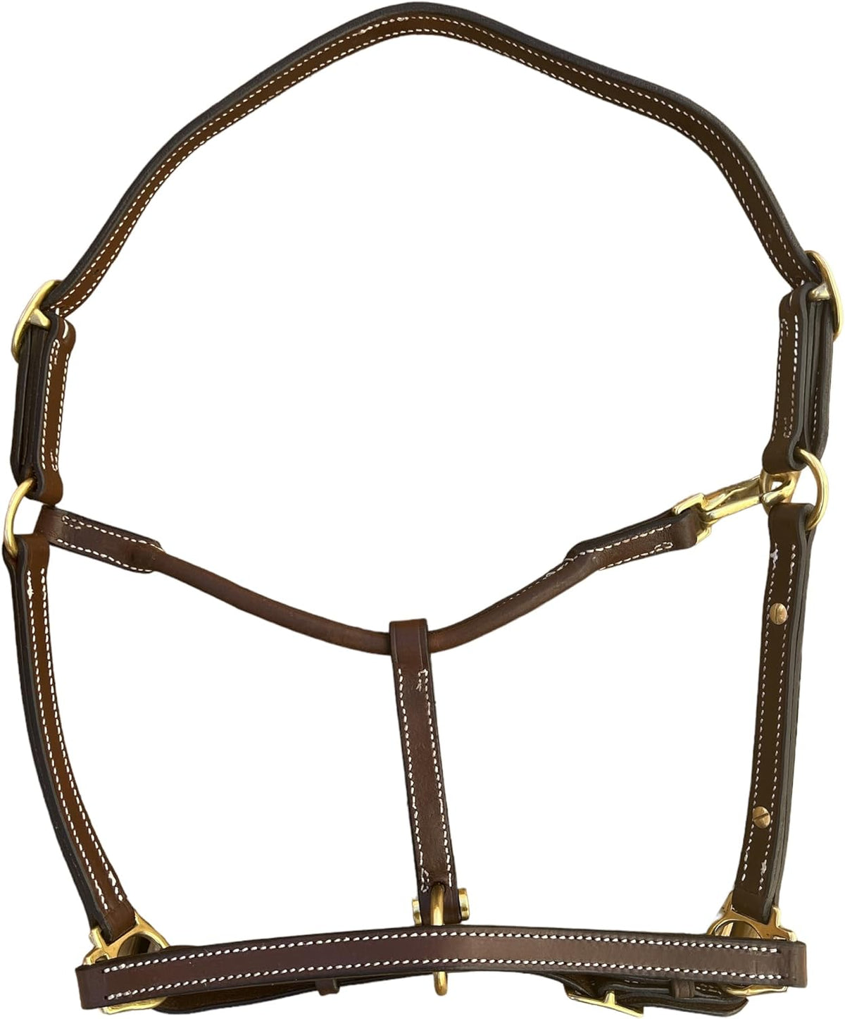 Leaders 3/4" Leather Halter for Horses with Customized Engraved Name Plate Brown Leather with Solid
