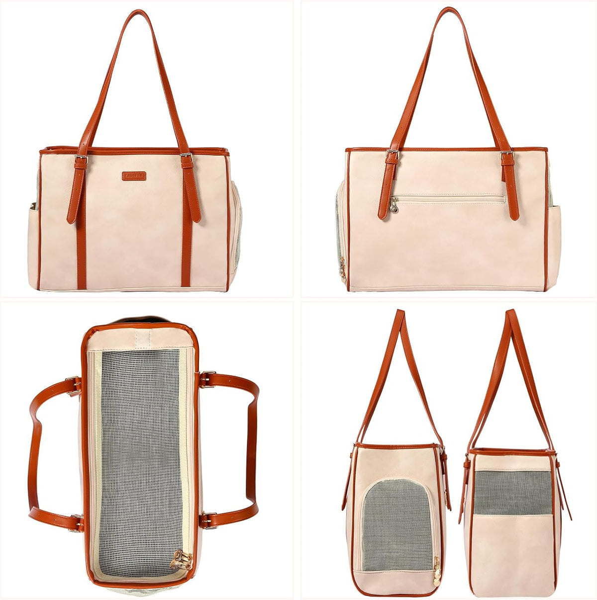 Fashion Dog Purse Pet Carrier Leather Bag for Small Dogs Cats Puppy, Portable Tote Bag Airline