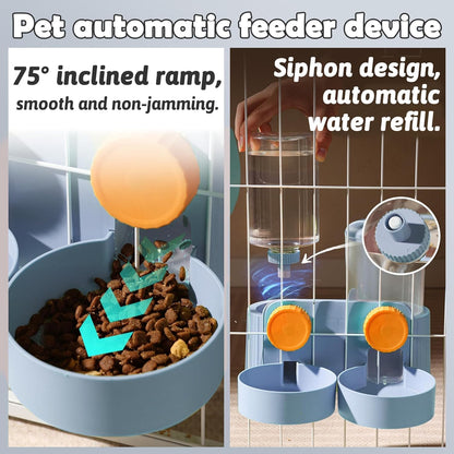 kathson Automatic Rabbit Food and Water Dispenser for Cage, Auto Gravity Bunny Feeder and Water Set