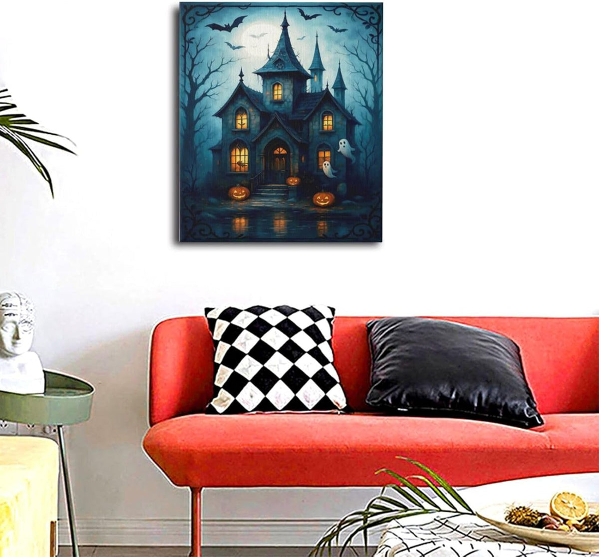 Halloween Gothic Wall Art Castle Pumpkin Ghost Bat Canvas Wall Decor Dark Academia Pictures
