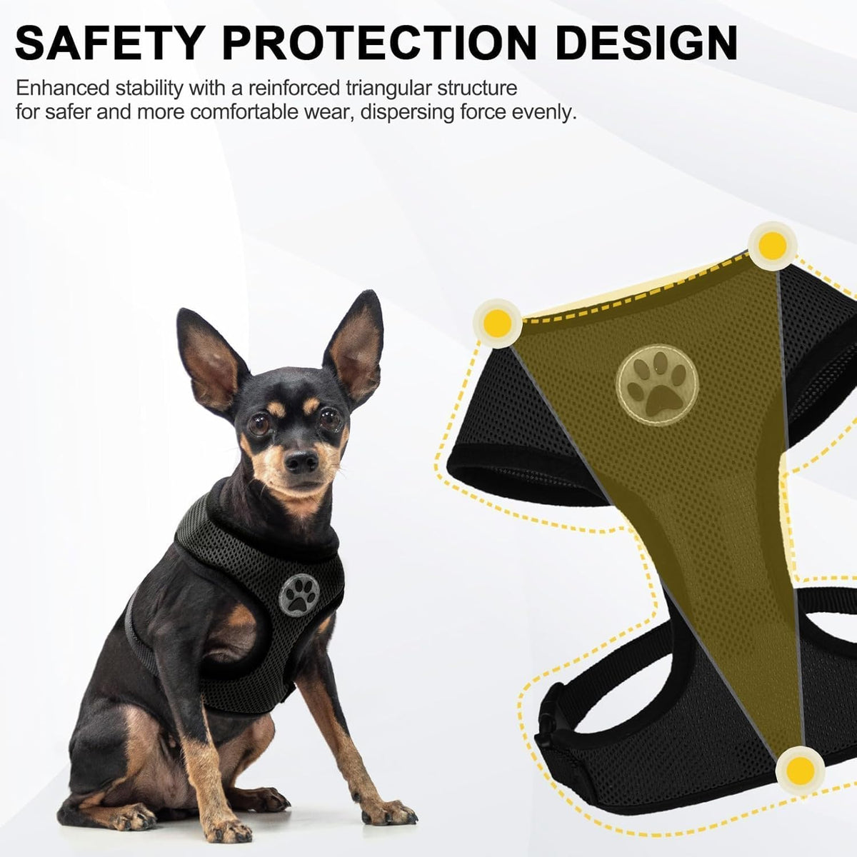 BINGPET Small Dog Harness - Breathable Mesh Puppy Cat Harnesses - No Pull Adjustable Dog Harness
