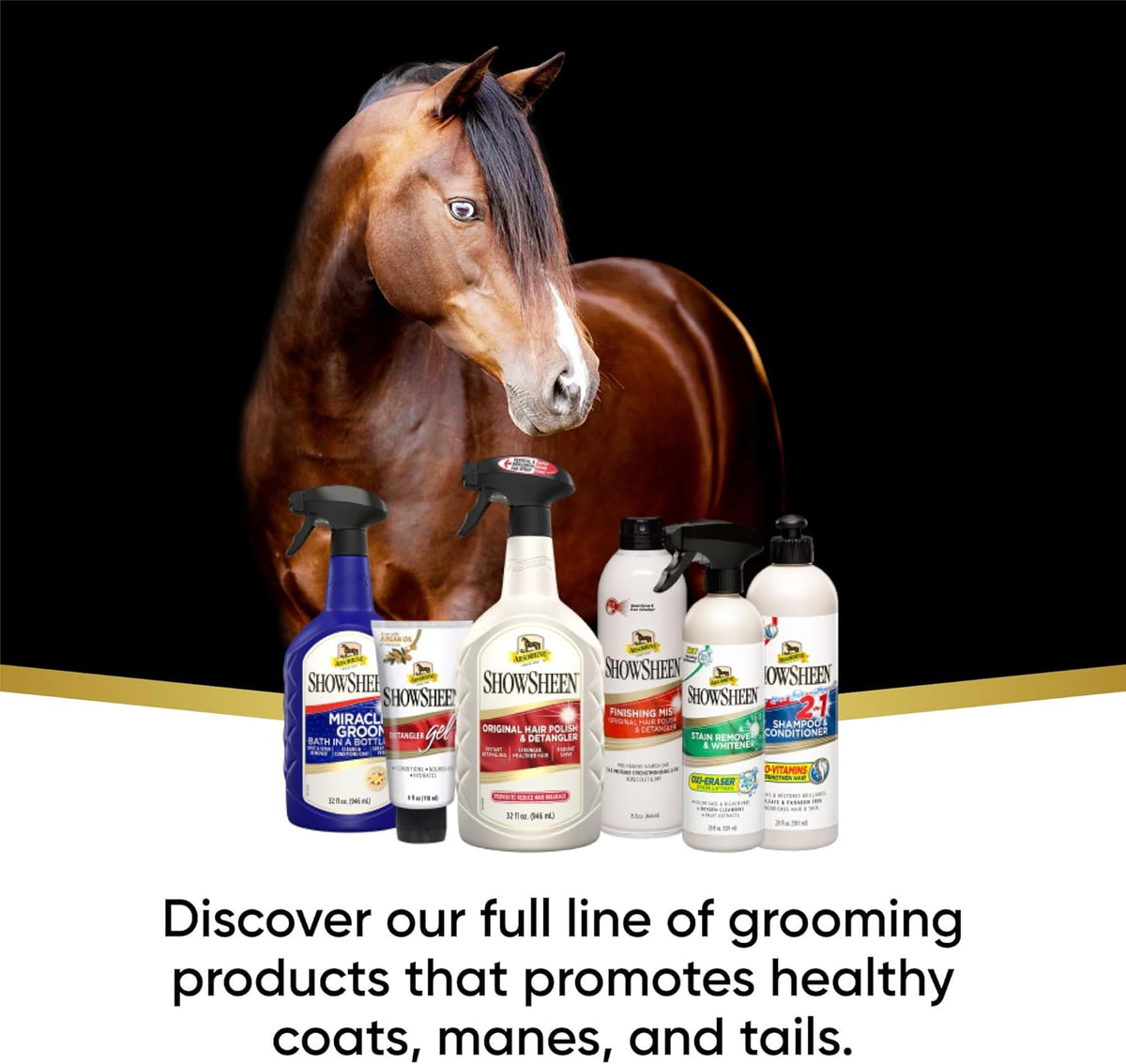 Absorbine ShowSheen Hair Polish & Detangler 32oz Spray Bottle, Horse and Dog Coat, Mane and Tail