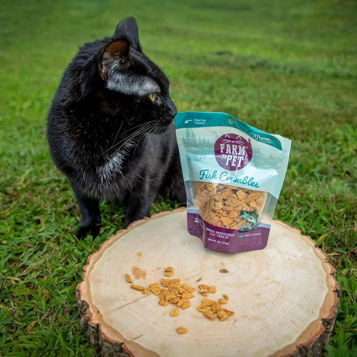 Farm To Pet - Cat Treat Crumbles - 3 oz Single Ingredient Fish Treat and Snacks - Healthy for