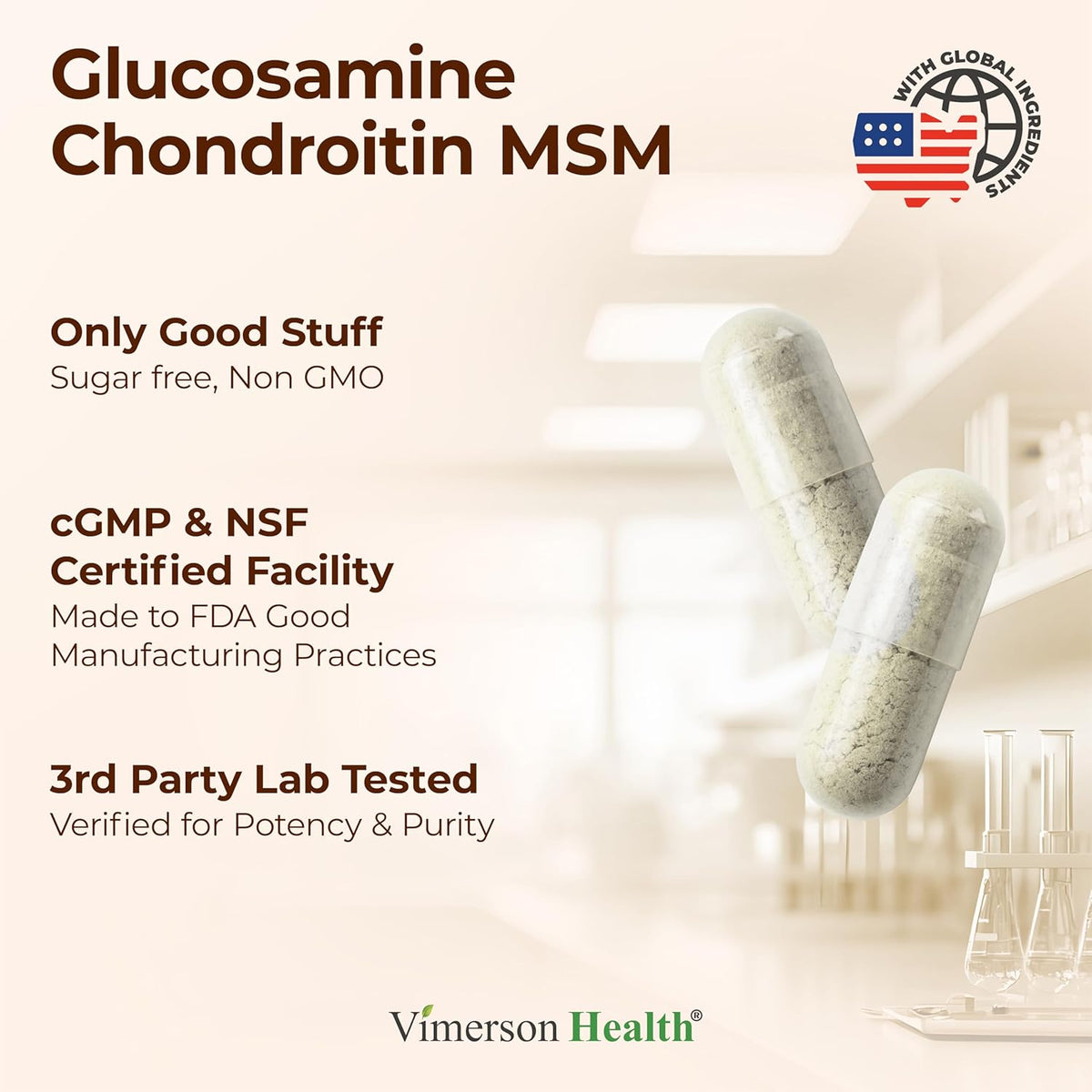 Glucosamine Chondroitin MSM Supplement – 3-in-1 Joint Supplements for Men and Women w/Glucosamine