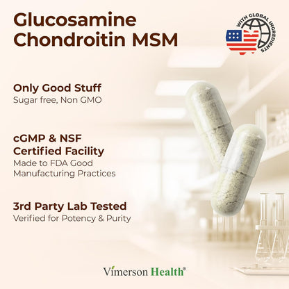 Glucosamine Chondroitin MSM Supplement – 3-in-1 Joint Supplements for Men and Women w/Glucosamine
