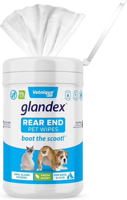 Vetnique Labs Glandex Dog Wipes for Pets Cleansing & Deodorizing Anal Gland Hygienic Dog & Cat