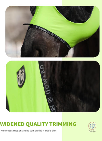 Harrison Howard Horse Fly Mask with Forelock Opening Stretch Breathable and Comfortable for Horses